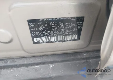 2016 Subaru Outback 2.5I Limited from USA, damaged, VIN 4S4BSBNC9G3263576